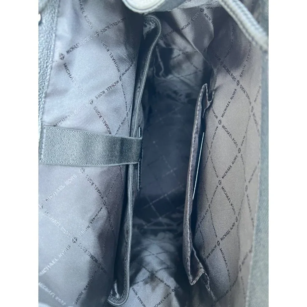 Michael Kors Backpack Cooper Logo Denim Backpack Utility Rucksack Black - Picture 10 of 12